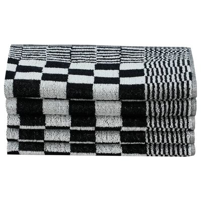 vidaXL Ensemble de serviettes 10 pcs noir et blanc coton