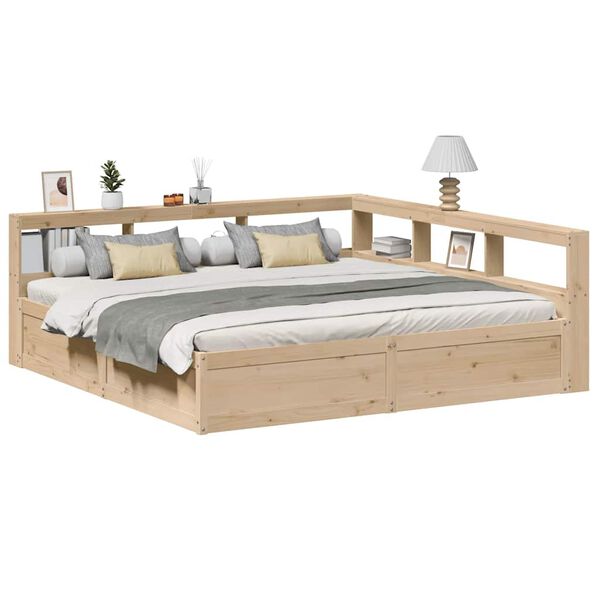 vidaXL Lit biblioth&egrave;que sans matelas 200x200 cm bois massif de pin