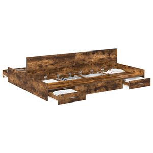 vidaXL Cadre de lit avec rangement avec tiroir Ch&ecirc;ne fum&eacute; 140 x 200 cm