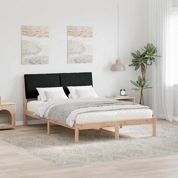 vidaXL Cadre de lit Marron et noir 160 x 200 cm Bois massif en pin