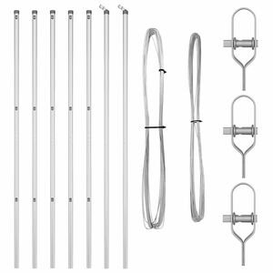vidaXL Poteau de cl&ocirc;ture ench&acirc;ss&eacute; 7 pc Argent&eacute; Acier enduit de poudre