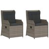 vidaXL Chaises inclinables de jardin lot de 2 et coussins gris rotin