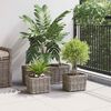 vidaXL Panier de plantation avec stockage 3 pcs Gris Rattan Kubu