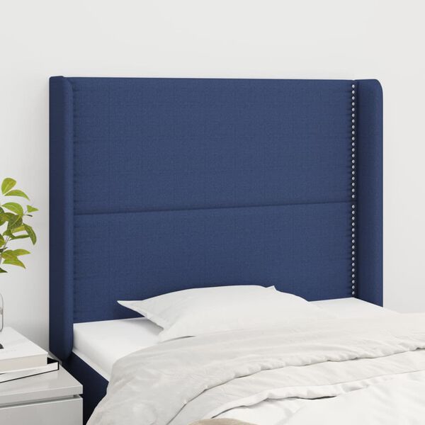 vidaXL T&ecirc;te de lit avec oreilles Bleu 103x16x118/128 cm Tissu