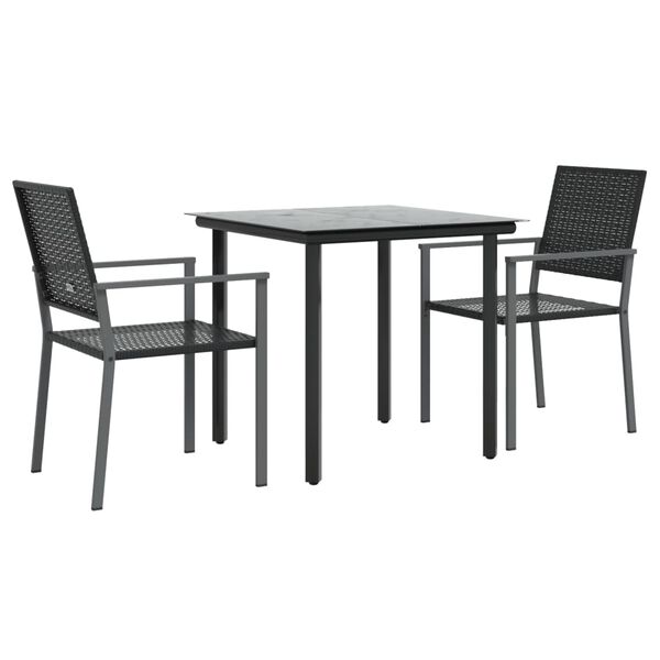 vidaXL Ensemble &agrave; manger de jardin 3 pcs r&eacute;sine tress&eacute;e acier