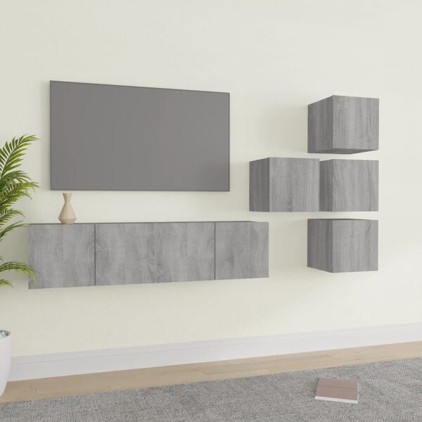 vidaXL Ensemble de meubles TV 6 pcs Sonoma gris Bois d'ing&eacute;nierie