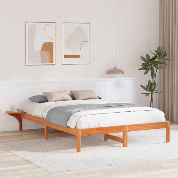 vidaXL Cadre de lit Brun cire 150 x 200 cm Pin massif
