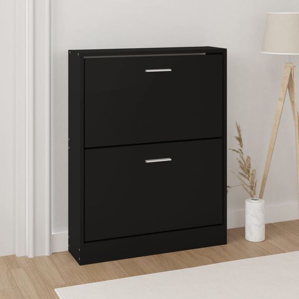vidaXL Armoire &agrave; chaussures Noir 59x17x81 cm Bois d'ing&eacute;nierie
