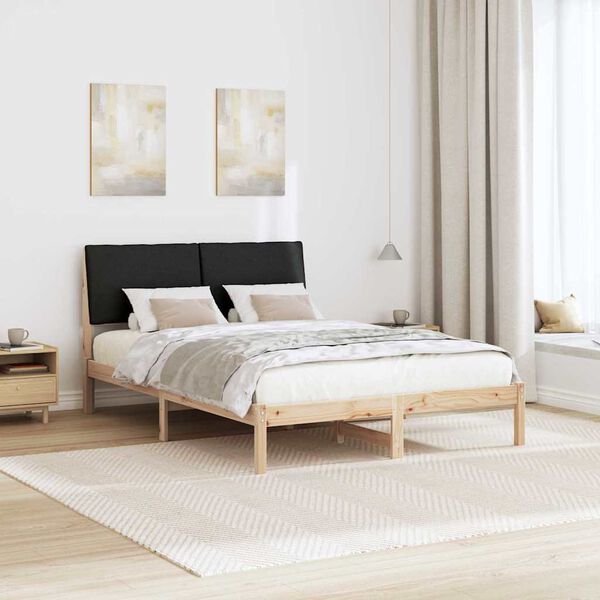 vidaXL Cadre de lit Marron et noir 160 x 200 cm Bois massif en pin