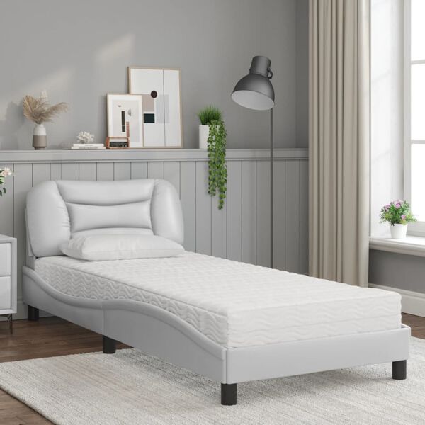 vidaXL Lit avec matelas Hvar blanc 80x200 cm similicuir