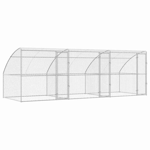 vidaXL Kennel pour Chiens 3 pcs Argent&eacute; 6 x 2 x 2 m Acier