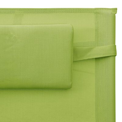 vidaXL Chaises longues 2 pcs Textilène Vert et gris