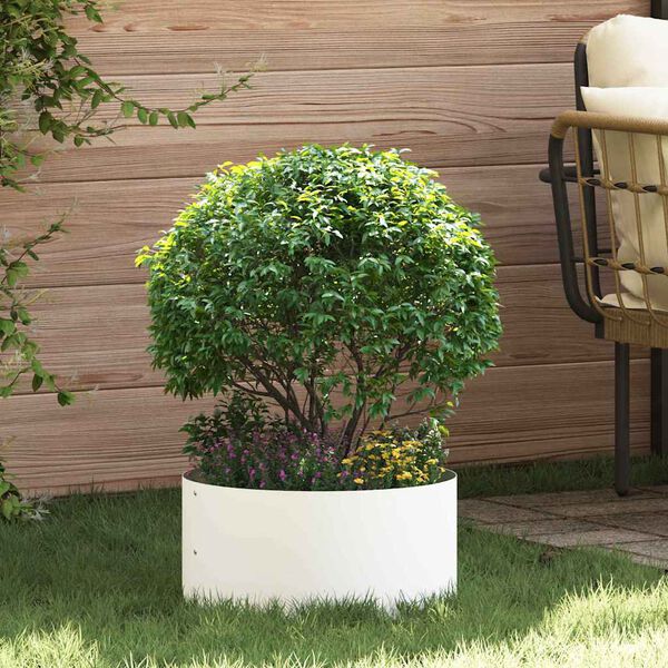 vidaXL Anneau de jardini&egrave;re Blanc 40 x 40 x 20 cm Acier lamin&eacute; &agrave; froid