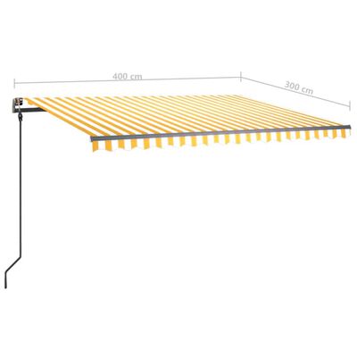 vidaXL Auvent manuel rétractable avec poteaux 4x3 m Jaune et blanc