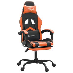 vidaXL Chaise de jeu pivotante repose-pied Noir et orange Similicuir