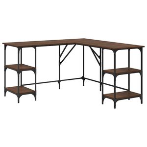 vidaXL Bureau ch&ecirc;ne marron 139x139x75 cm bois d'ing&eacute;nierie