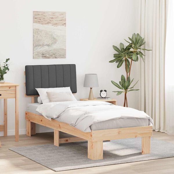 vidaXL Cadre de lit avec t&ecirc;te de lit rembourr&eacute;e Gris fonc&eacute; 80 x 200 cm