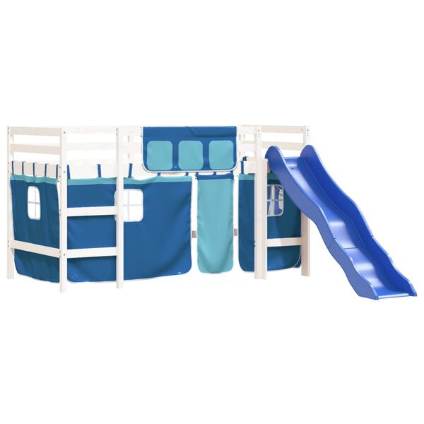 vidaXL Lit mezzanine enfants avec rideaux sans matelas bleu 80x200cm