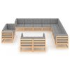 vidaXL Salon de jardin 13 pcs avec coussins Bois de pin massif