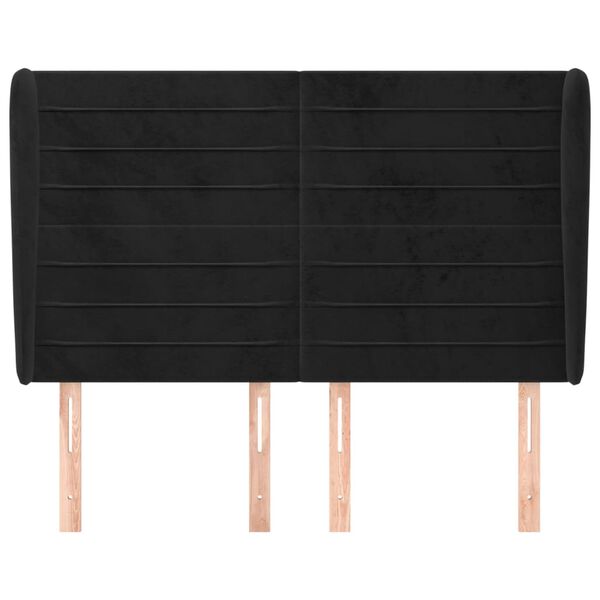 vidaXL T&ecirc;te de lit avec oreilles Noir 147x23x118/128 cm Velours