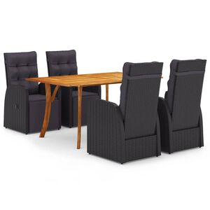 vidaXL Ensemble &agrave; manger de jardin 5 pcs Noir