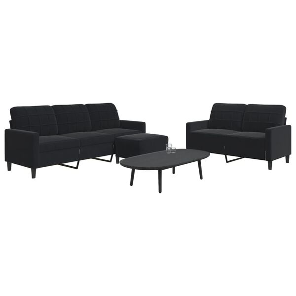 vidaXL Ensemble de canap&eacute;s 3 pcs avec coussins Noir Velours