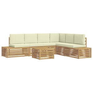 vidaXL 7 pc Ensemble de canap&eacute;s d'ext&eacute;rieur Polyester Blanc et cr&egrave;me