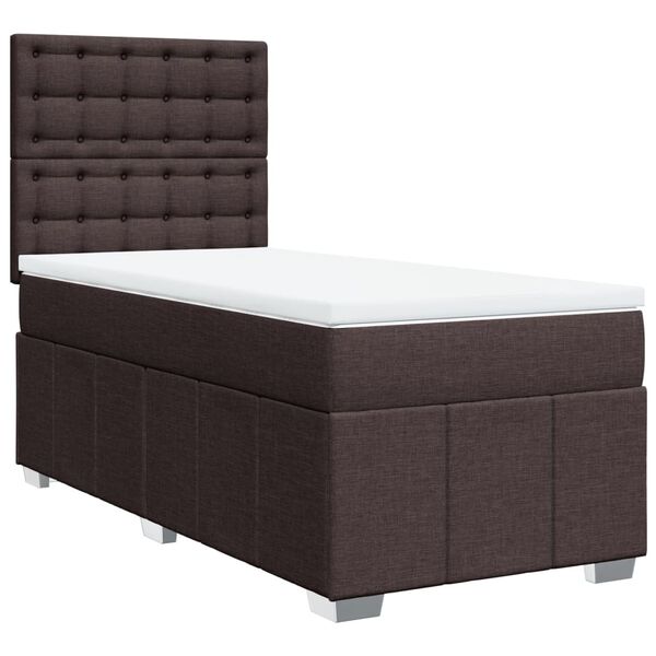 vidaXL Sommier &agrave; lattes de lit avec matelas Marron fonc&eacute; 90x190 cm