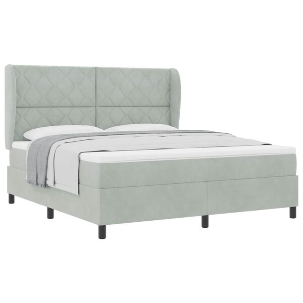 vidaXL Lit &agrave; ressorts avec matelas Gris clair 200 x 180 cm Polyester