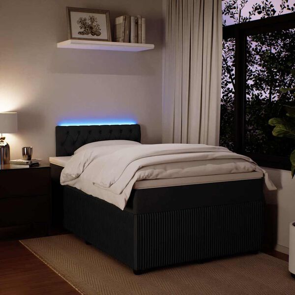 vidaXL Sommier &agrave; lattes de lit avec matelas noir 120x190 cm velours