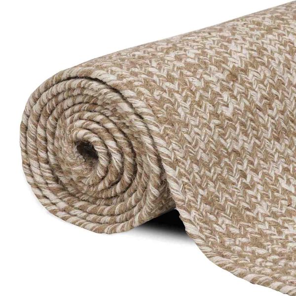 vidaXL Tapis de surface Naturel et Blanc 200 x 290 cm Jute