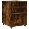 vidaXL Table d'appoint avec roues ch&ecirc;ne fum&eacute; bois d'ing&eacute;nierie