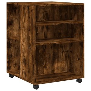 vidaXL Table d'appoint avec roues ch&ecirc;ne fum&eacute; bois d'ing&eacute;nierie