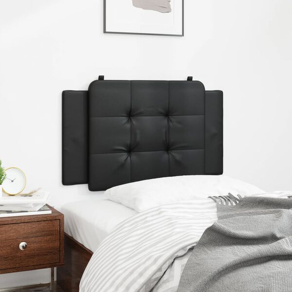 vidaXL Coussin de t&ecirc;te de lit Zadar noir 90 cm similicuir