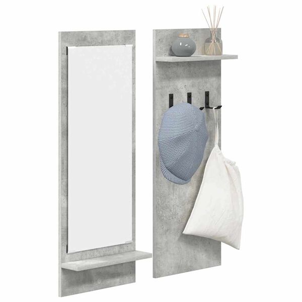 vidaXL Porte-manteau mural avec étagère Gris béton 70 x 10 x 90 cm
