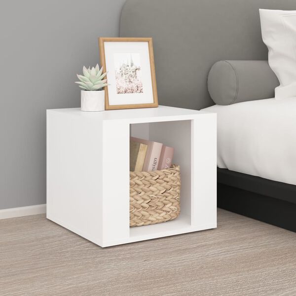 vidaXL Table de chevet Blanc 41x40x36 cm Bois d&rsquo;ing&eacute;nierie