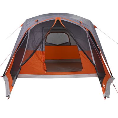 vidaXL Tente familiale et porche 6 personnes gris orange imperméable