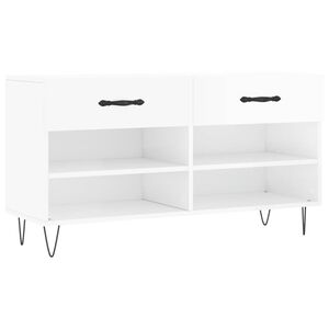 vidaXL Banc &agrave; chaussures blanc brillant 102x35x55 cm bois d'ing&eacute;nierie