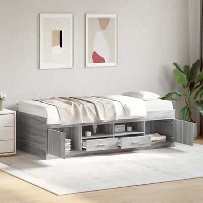 vidaXL Lit de jour avec tiroirs sans matelas sonoma gris 90x190 cm