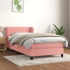 vidaXL Sommier &agrave; lattes de lit avec matelas Rose 90x190 cm Velours