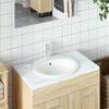 vidaXL &Eacute;vier de salle de bain blanc 52x46x20 cm ovale c&eacute;ramique