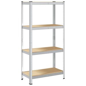 vidaXL &Eacute;tag&egrave;re de rangement 4 niveaux Argent&eacute; Acier et bois ing&eacute;nierie