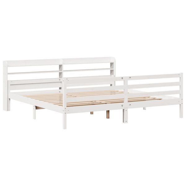 vidaXL Cadre de lit avec t&ecirc;te de lit sans matelas blanc 200x200 cm