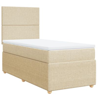 vidaXL Sommier à lattes de lit avec matelas Crème 100x200 cm Tissu