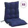 vidaXL Coussins de chaise &agrave; dossier bas lot de 6 bleu marine