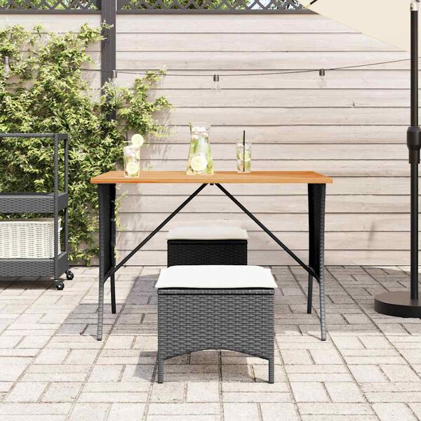 vidaXL Table de jardin avec dessus en bois d'acacia noir 105x75x72 cm