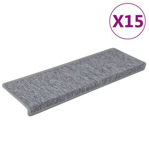 vidaXL Tapis d'escalier 15 pi&egrave;ces 65x21x4 cm gris clair