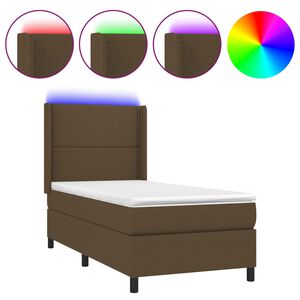vidaXL Sommier &agrave; lattes de lit matelas LED Marron fonc&eacute; 90x190cm Tissu