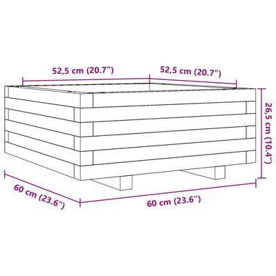 vidaXL Jardinière 60x60x26,5 cm bois de pin imprégné