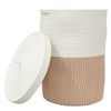 vidaXL Panier de rangement et couvercle marron et blanc &Oslash;37x50cm coton